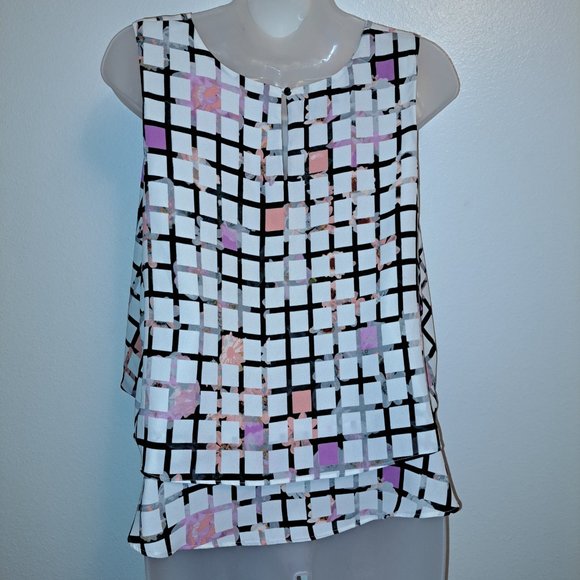 Metaphor Women's Sleeveless Top  White Multicolor Size L - Picture 3 of 8